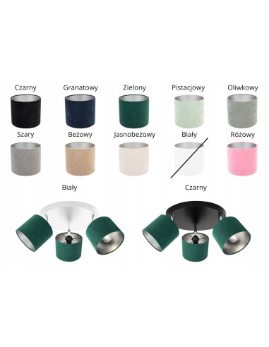 Lampa sufitowa welurowa MEDIOLAN z regulowanymi abażurami - elegancki plafon do biura i salonu, różne kolory