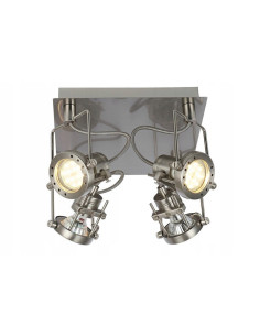 Plafon kwadratowy FIJI do stylu industrialnego, srebrny/szary, 4-punkty świetlne, idealny do oświetlenia stolika kawowego 2