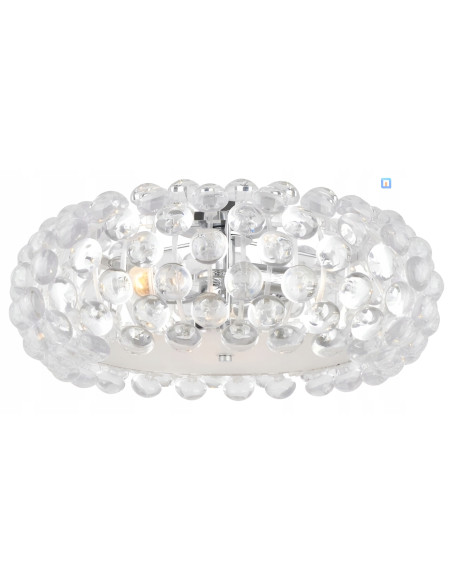 Luksusowy plafon Therica z koralikami - nowoczesne oświetlenie do salonu, sypialni i korytarza, E14, 40W, srebrny.