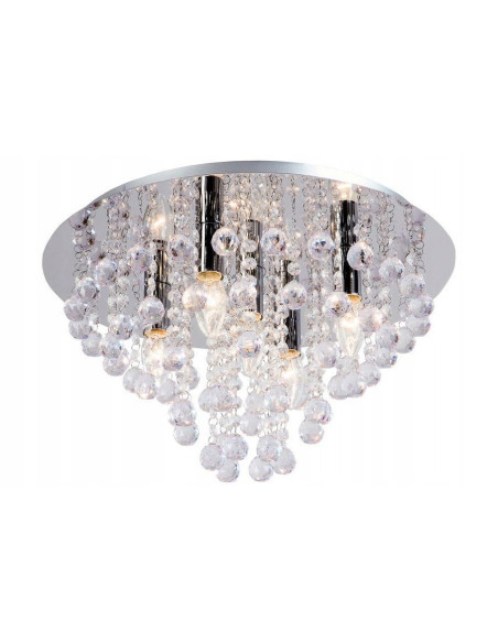 Plafon sufitowy London Crystal w chromie z kryształami – elegancki design i wyjątkowy blask do Twojego wnętrza