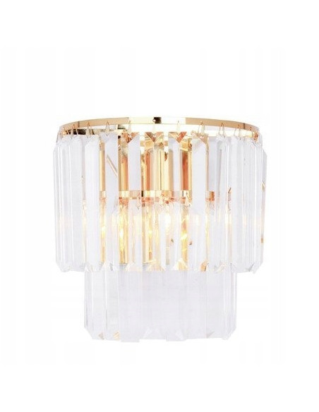 Luksusowy kinkiet AMEDEO z kryształowymi zwisami i złotym wykończeniem - elegancka lampa ścienna od Zuma Line