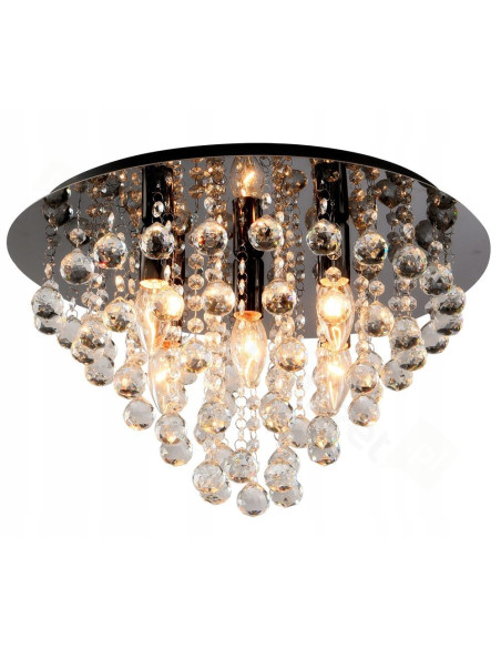 Elegancka lampa sufitowa LONDON CRYSTAL E14 z kryształowym wykończeniem - czarny plafon w nowoczesnym stylu