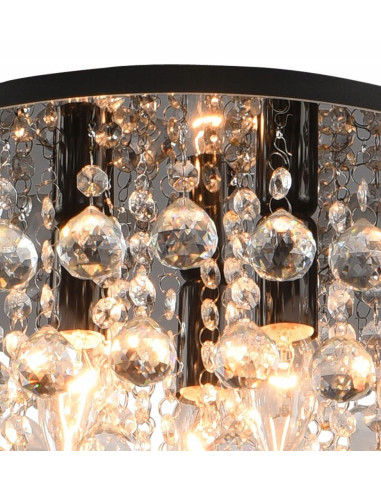 Elegancka lampa sufitowa LONDON CRYSTAL E14 z kryształowym wykończeniem - czarny plafon w nowoczesnym stylu