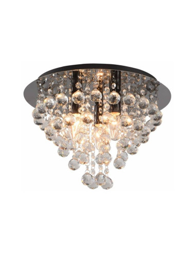 Kryształowy Plafon LONDON E14 z Ozdobami, Elegancka Okrągła Lampa Sufitowa do Nowoczesnych Wnętrz