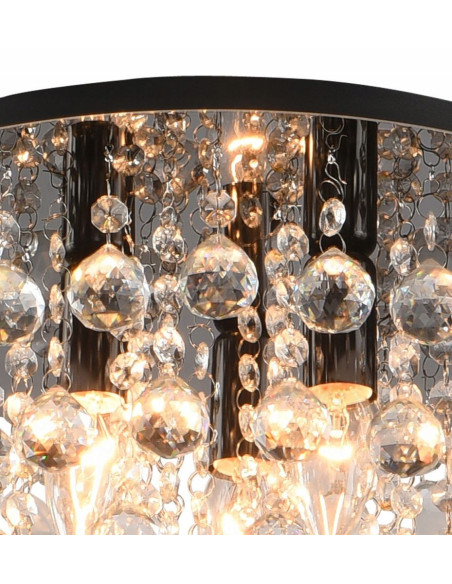 Kryształowy Plafon LONDON E14 z Ozdobami, Elegancka Okrągła Lampa Sufitowa do Nowoczesnych Wnętrz