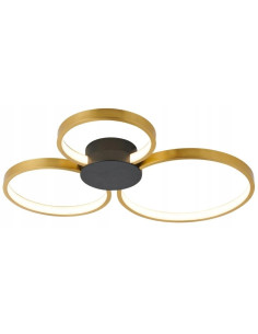 Elegancki plafon LED CONDIDA 24W w trójlistnej formie, czarno-złoty, nowoczesne oświetlenie do wnętrz minimalistycznych