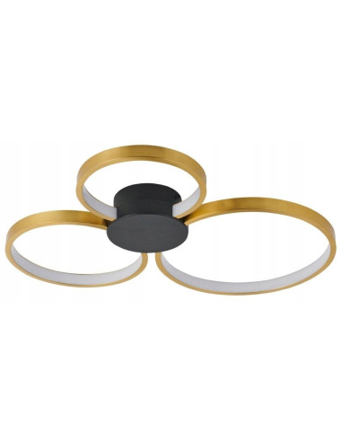 Elegancki plafon LED CONDIDA 24W w trójlistnej formie, czarno-złoty, nowoczesne oświetlenie do wnętrz minimalistycznych