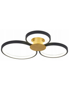Lampa sufitowa CONDIDA z trzema okrągłymi pierścieniami LED w eleganckim złotym wykończeniu