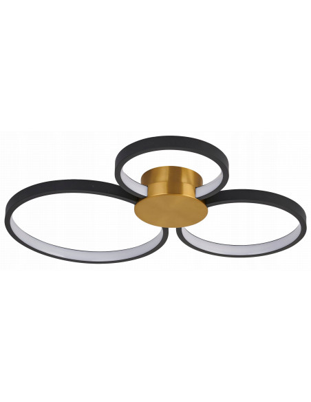 Lampa sufitowa CONDIDA z trzema okrągłymi pierścieniami LED w eleganckim złotym wykończeniu