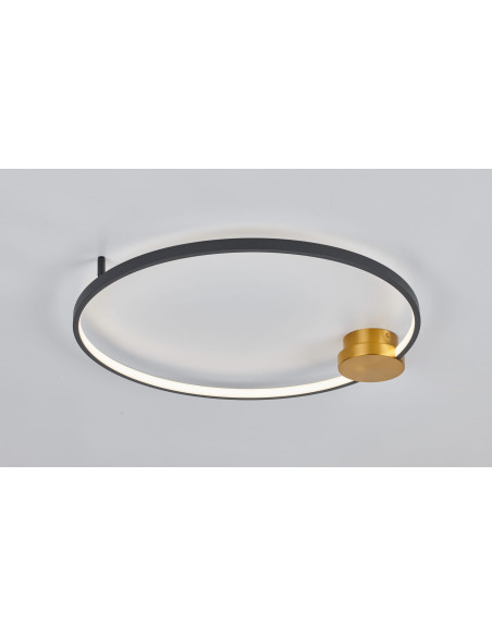 Plafon LED Condida - Okrągły Czarny z Złotym Akcentem, 24W, Zmienna Barwa Światła, Nowoczesny do Jadalni i Salonu