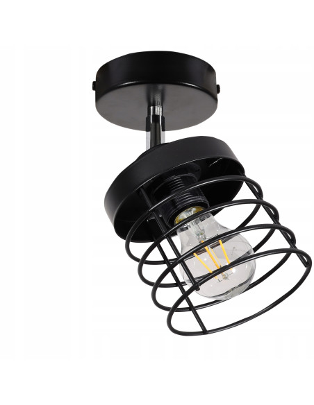 Reflektor sufitowy RASTI E27 – stylowe oświetlenie loftowe z możliwością regulacji kąta w kolorze czarnym lub białym