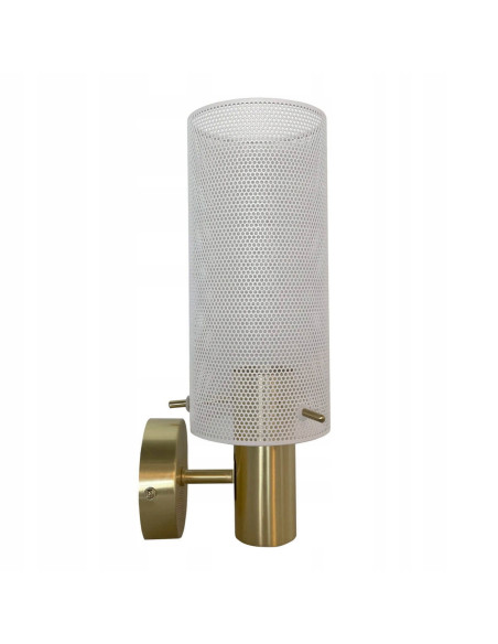 Kinkiet Tirana - elegancka lampa ścienna w białym i złotym wykończeniu do salonu i holu, stylowy element dekoracyjny