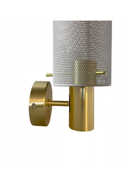 Kinkiet Tirana - elegancka lampa ścienna w białym i złotym wykończeniu do salonu i holu, stylowy element dekoracyjny