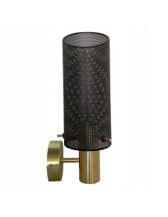 Lampa Ścienna Tirana z Metalową Siateczką, Elegancki Kinkiet w Czarno-Złotym Wykończeniu do Wnętrz