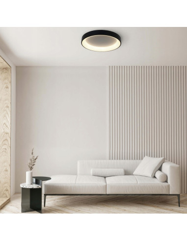 Plafon LED Georgia 36W czarny, okrągły z regulacją barwy światła CCT - elegancja dla nowoczesnych wnętrz