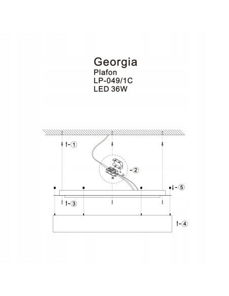 Plafon LED Georgia 36W czarny, okrągły z regulacją barwy światła CCT - elegancja dla nowoczesnych wnętrz