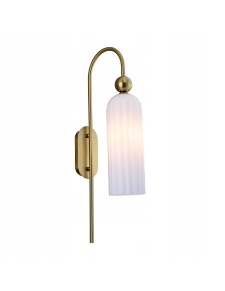 Kinkiet retro PIEGA w biało-złotym kolorze – eleganckie oświetlenie do sypialni i jadalni, metal i szkło.