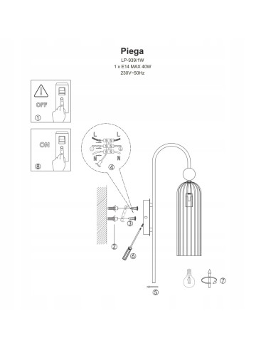 Kinkiet PIEGA w bursztynowo-złotym, nowoczesne oświetlenie dekoracyjne do salonu i sypialni