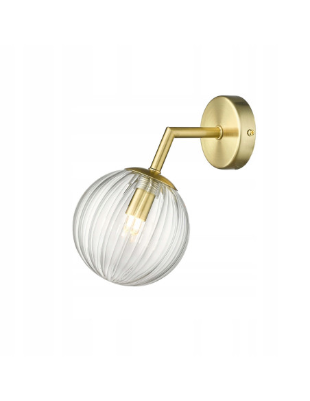 Kinkiet Arette w złotym kolorze z kulistym kloszem szklanym - elegancki dodatek w stylu glamour i retro