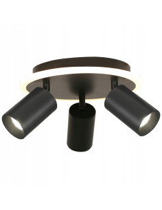 Plafon biurowy LED Parma z regulacją, okrągły, czarny metal, 3-punktowy, zmienna barwa światła