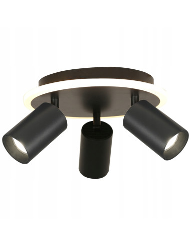 Plafon biurowy LED Parma z regulacją, okrągły, czarny metal, 3-punktowy, zmienna barwa światła