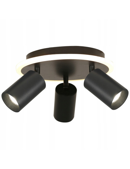 Plafon biurowy LED Parma z regulacją, okrągły, czarny metal, 3-punktowy, zmienna barwa światła