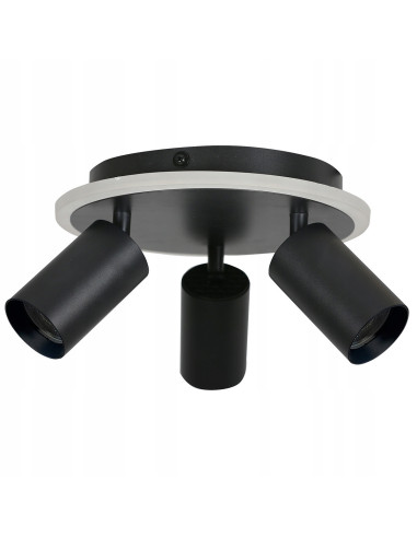 Plafon biurowy LED Parma z regulacją, okrągły, czarny metal, 3-punktowy, zmienna barwa światła