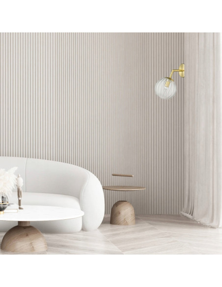 Kinkiet Arette w złotym kolorze z kulistym kloszem szklanym - elegancki dodatek w stylu glamour i retro