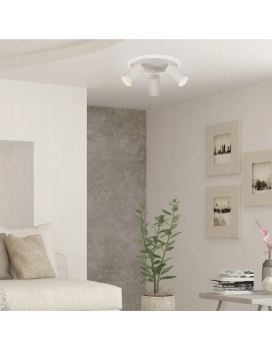 Plafon sufitowy Light Prestige Parma 3 z ruchomymi reflektorami i zmienną barwą światła CCT w białym metalu