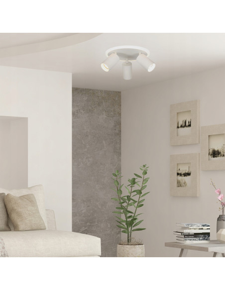 Plafon sufitowy Light Prestige Parma 3 z ruchomymi reflektorami i zmienną barwą światła CCT w białym metalu