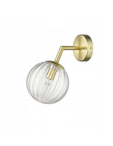 Kinkiet Arette w złotym kolorze z kulistym kloszem szklanym - elegancki dodatek w stylu glamour i retro