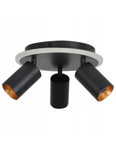 Plafon biurowy LED Parma z regulacją, okrągły, czarny metal, 3-punktowy, zmienna barwa światła