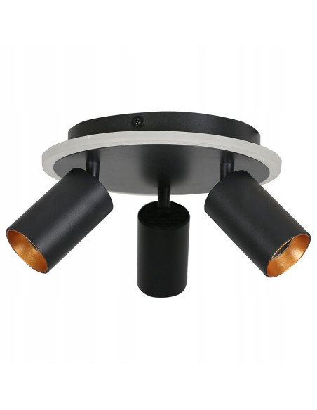 Plafon biurowy LED Parma z regulacją, okrągły, czarny metal, 3-punktowy, zmienna barwa światła