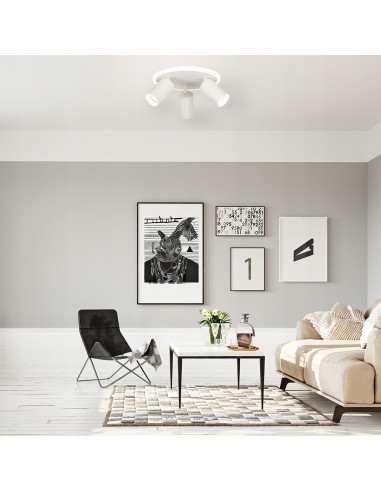 Plafon sufitowy Light Prestige Parma 3 z ruchomymi reflektorami i zmienną barwą światła CCT w białym metalu