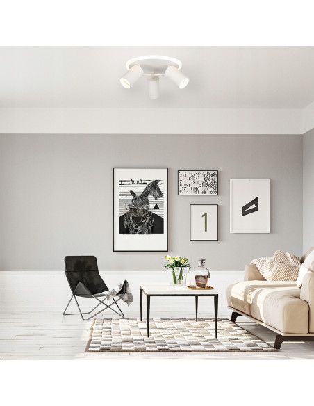 Plafon sufitowy Light Prestige Parma 3 z ruchomymi reflektorami i zmienną barwą światła CCT w białym metalu