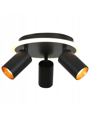 Plafon biurowy LED Parma z regulacją, okrągły, czarny metal, 3-punktowy, zmienna barwa światła
