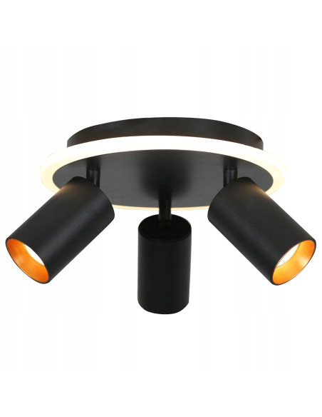 Plafon biurowy LED Parma z regulacją, okrągły, czarny metal, 3-punktowy, zmienna barwa światła