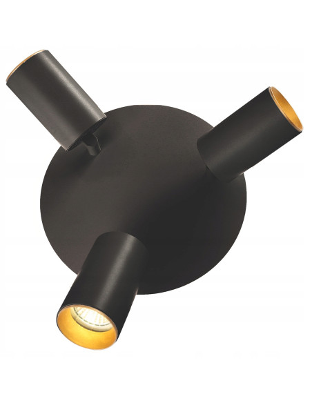 Plafon biurowy LED Parma z regulacją, okrągły, czarny metal, 3-punktowy, zmienna barwa światła