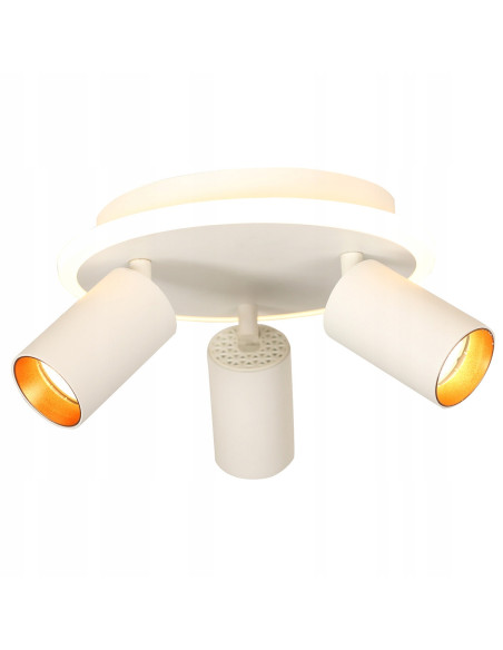 Plafon sufitowy Light Prestige Parma 3 z ruchomymi reflektorami i zmienną barwą światła CCT w białym metalu