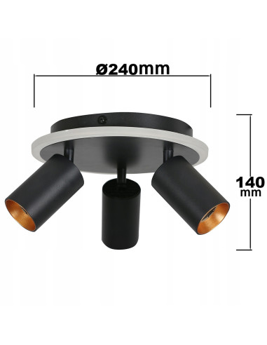 Plafon biurowy LED Parma z regulacją, okrągły, czarny metal, 3-punktowy, zmienna barwa światła