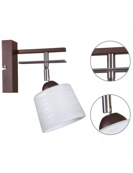 Stylowy kinkiet FALA z regulacją, minimalistyczna lampa szklana do przedpokoju, brązowy lub satynowy, E27 60W