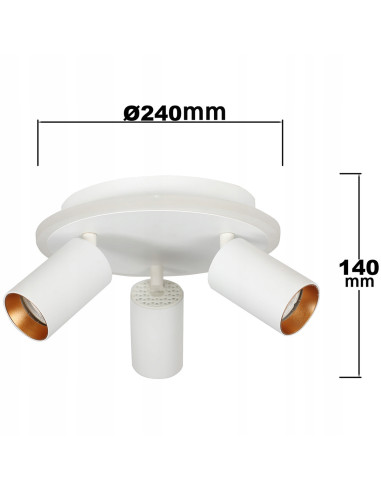 Plafon sufitowy Light Prestige Parma 3 z ruchomymi reflektorami i zmienną barwą światła CCT w białym metalu