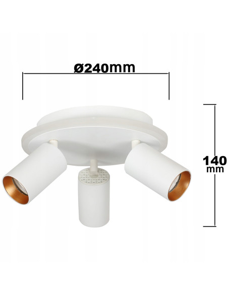 Plafon sufitowy Light Prestige Parma 3 z ruchomymi reflektorami i zmienną barwą światła CCT w białym metalu