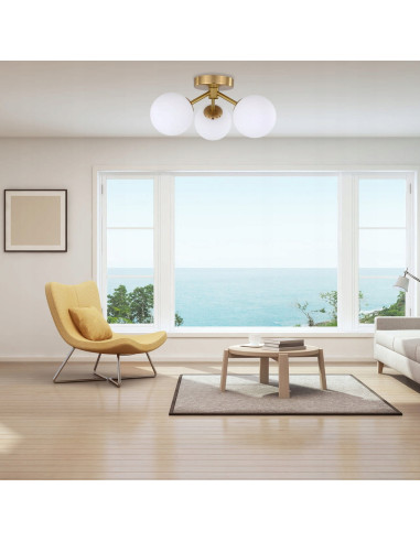 Plafon sufitowy Lampa Dorado 3 złota LP-002/3C - elegancki design z metalowymi i szklanymi detalami do salonu i łazienki