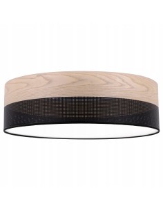 Stylowy plafon drewniany WOOD z perforacją 50 cm – elegancka lampa sufitowa do salonu, sypialni i biura.