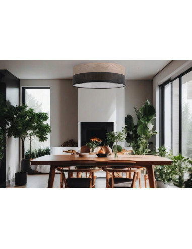 Stylowy plafon drewniany WOOD z perforacją 50 cm – elegancka lampa sufitowa do salonu, sypialni i biura.