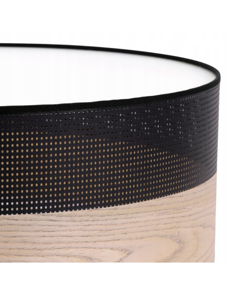 Stylowy plafon drewniany WOOD z perforacją 50 cm – elegancka lampa sufitowa do salonu, sypialni i biura.