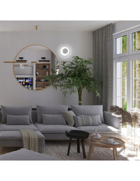 Nowoczesny kinkiet LED PILLS - elegancka lampa ścienna do salonu i jadalni z regulowanym światłem, biały metal.