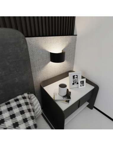 Kinkiet FOLD – eleganckie oświetlenie ścienne z dwustronnym światłem, czarny półkole do nowoczesnych wnętrz