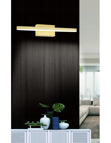 Luksusowy kinkiet LED LINEA w złotym odcieniu, IP44, 350 lumenów – idealny do łazienki nad umywalkę i wannę